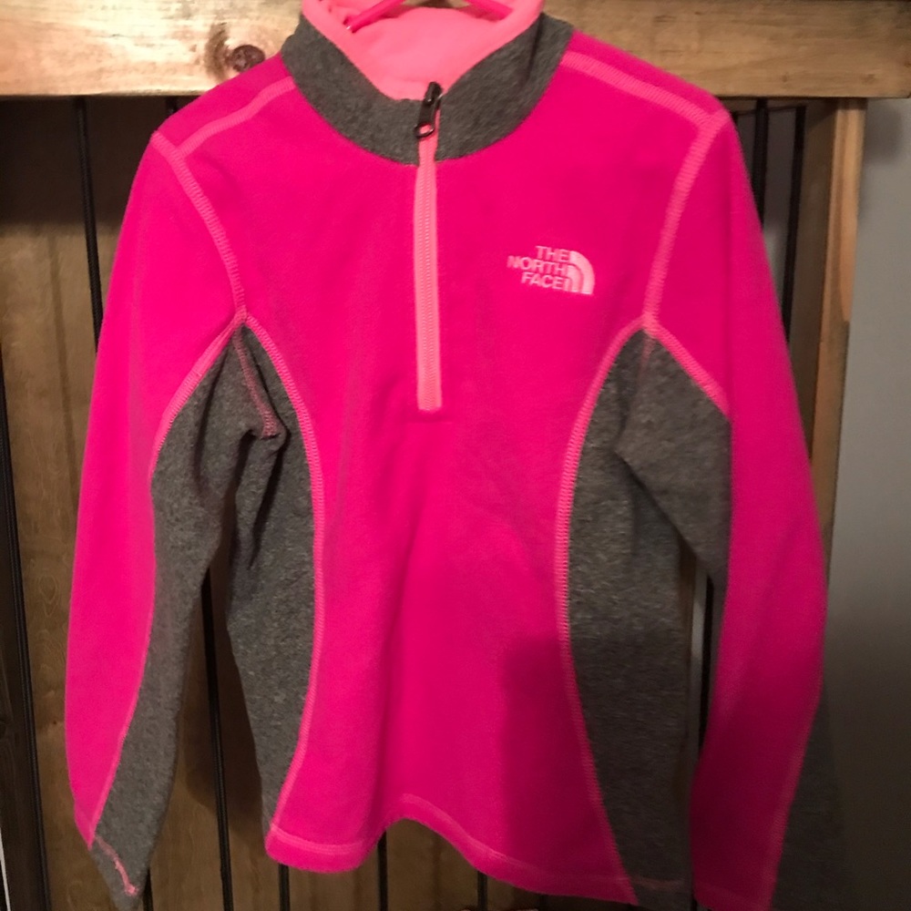Girls north face Glacier fleece 1/4 zip pink&gray